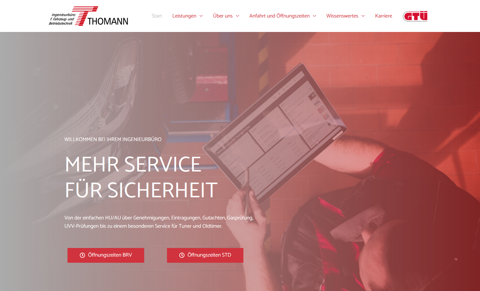 Webseite im GTÜ Corporate Design
